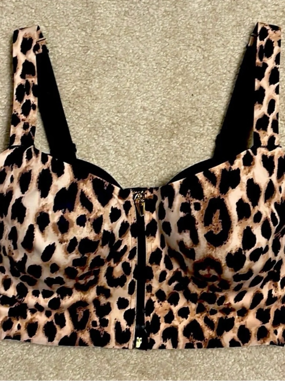 Leopard Knockout High Impact Racerback Zip Up Cheetah Print Sports Bra